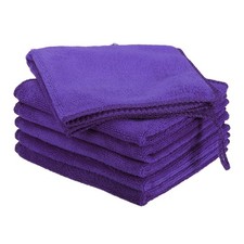 6pcs 12" x 12" Microfiber Cleaning Cloth Absorbent with Hook Purple