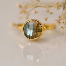 Labradorite Ring 18k Gold Plated Gemstone Ring Birthstone Ring Wedding Ring Gift