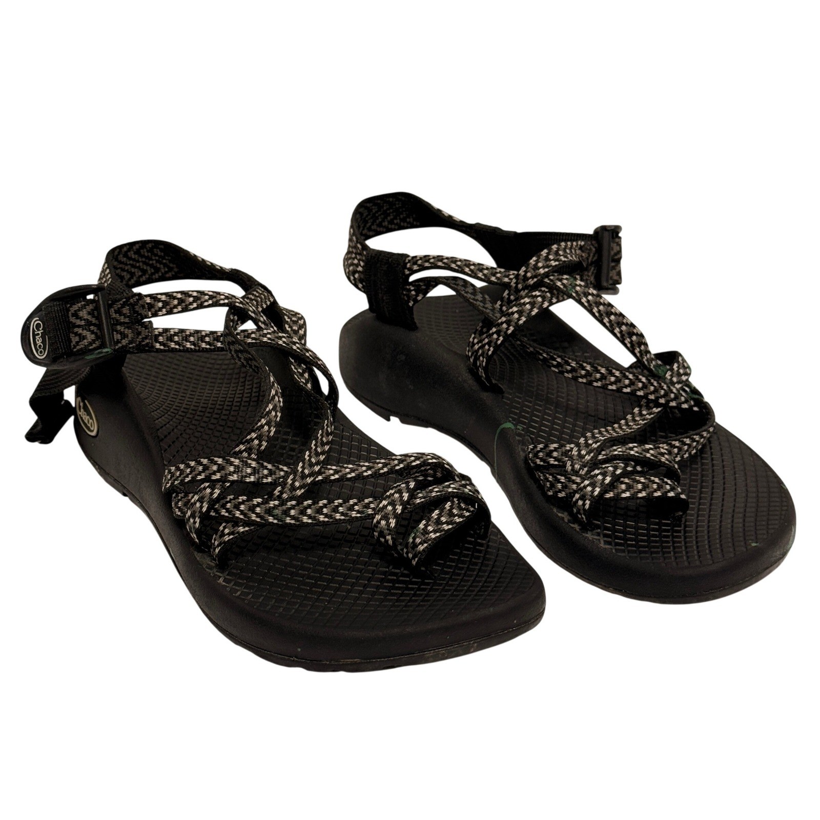 Chaco Z Sandals Women's Size 6 Black White Strappy Toe Loop Adjustable Buckle *
