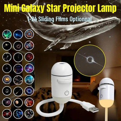 5D Holographic Galaxy Ocean Projector 360° Rotating USB Night Light Bedroom Lamp