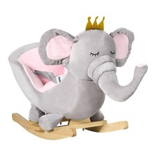 Soft Gray Elephant Rocking Chair with Sound Effects  Harness for Toddlers 18-36