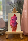 Strawberry Ice Cream Painting ACEO Original Gouache Dessert Gift Food Art Decor — photo 1