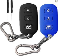 2 Pcs for Key Fob Cover, Compatible with 4Runner Camry Corl Color: Black Blue