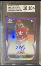 Rhett Lowder 2023 Bowman Draft CDA-RLO Purple Auto SGC 10/10 Reds