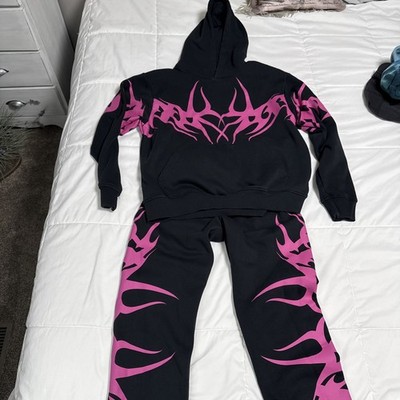 KDNK Sweatsuit Symm Style Black/Pink Men s Size Small