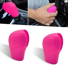 2 PCS Car Gear Shift Knob Cover, Silicone Flexible Scratch and Dus Color: Pink