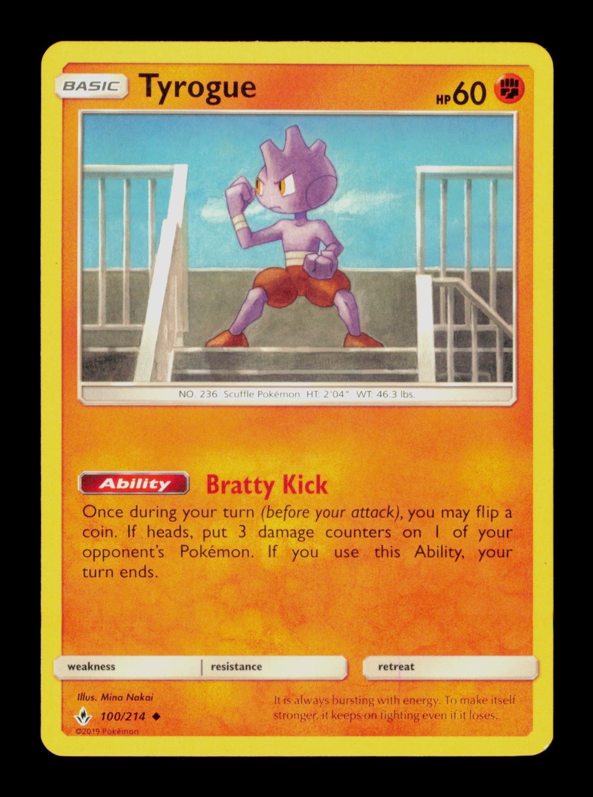 Tyrogue 100/214 Pokemon Unbroken Bonds Trading Card TC