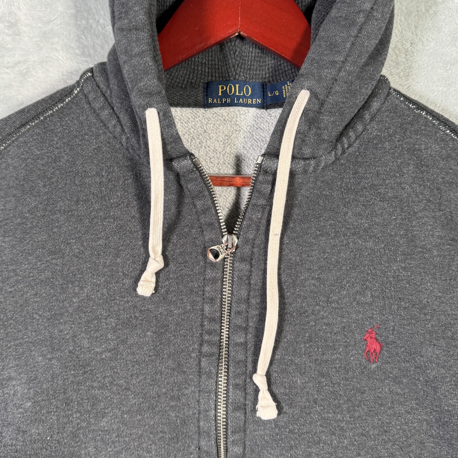Polo Ralph Lauren Felpa con Cappuccio Uomo Grande Grigio Full Zip Felpa Pony Logo Pullover