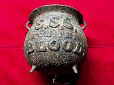 Vtg Cast Iron SSS Tonic For the Blood Medicine Ball of String Holder Advertising