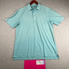 Straight Down Polo Shirt Medium Teal Heather Stretch Golf Lightweight Casual Men