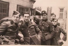 private photo collection old time WW2 WWW group picture soldiers in uniform on car