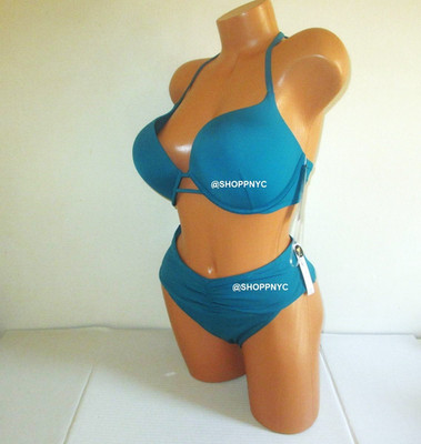 VICTORIA SECRET Swim 38D/L Bombshell Push Up Top Bikini Set +2Cup High Waist Bot