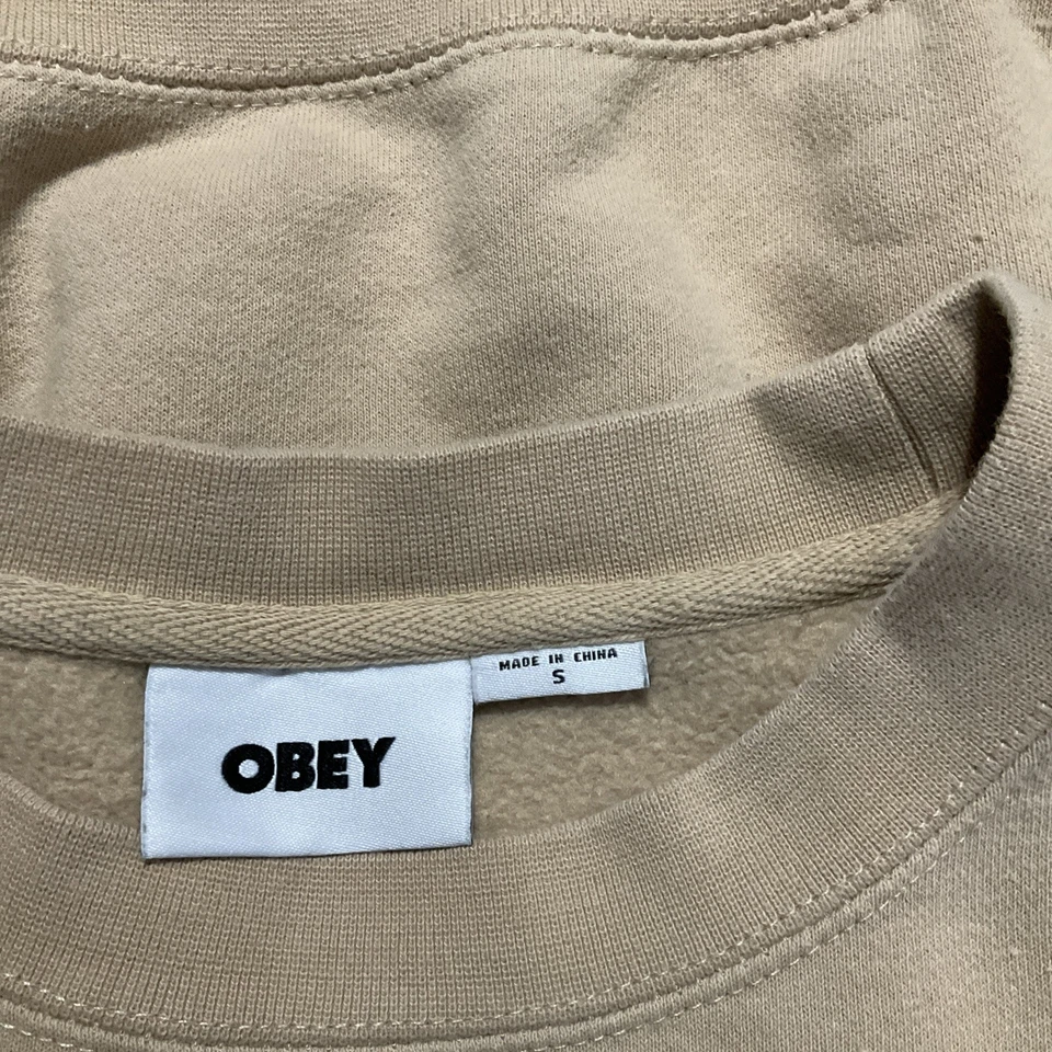 OBEY Nana Crewneck Sweatshirt Women’s Medium Beige Graphic Pullover NWT - Image 3 of 4