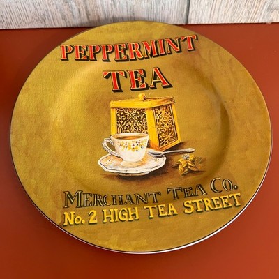 Oneida Greg Gorham Peppermint Tea Merchant Tea Co Stoneware Plate 8.25''