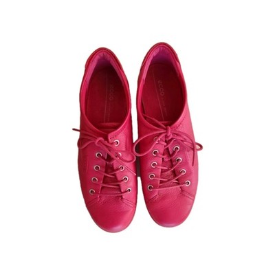 ECCO Damen Sneaker EU 38 Rot Leder Low Top Schnürung Sportschuh Freizeit
