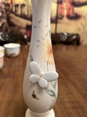 Lenox Butterfly Meadow Vase Raised Butterfly Porcelain Floral 9 
