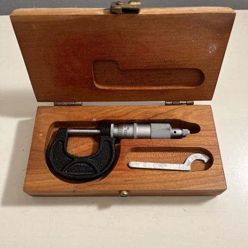 SCHERR - TUMICO INC. 0" -  1" , .0001" OUTSIDE MICROMETER With Wood Box -- 7346
