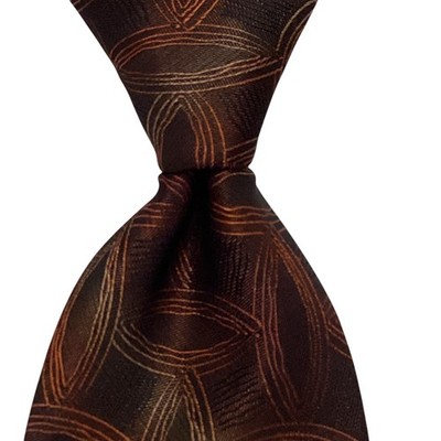 D'FARE FELICIA CREATION Men's Necktie Designer Geometric Brown/Black/Orange EUC