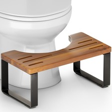 Poop Stool, Acacia Wood Toilet Stool with Strong Steel Frame for Potty Traini...