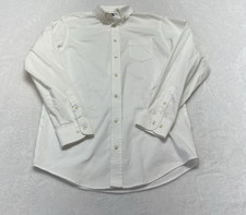 Chaps Solid White Long Sleeve Button Down Dress Shirt Boys Size L 14 -16