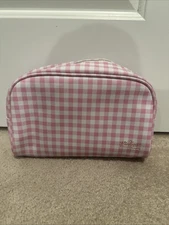The Vintage Cosmetic Company Pink Classic Gingham, Checkered Pattern Makeup Bag