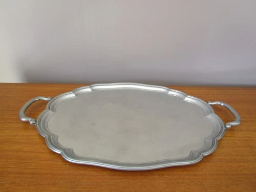 Large TIN Pewter Handles Tray Punch