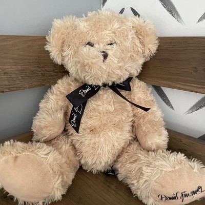 David Emanuel signierter Pfote Teddybär 14 Zoll Designer Plüsch schwarzes Band