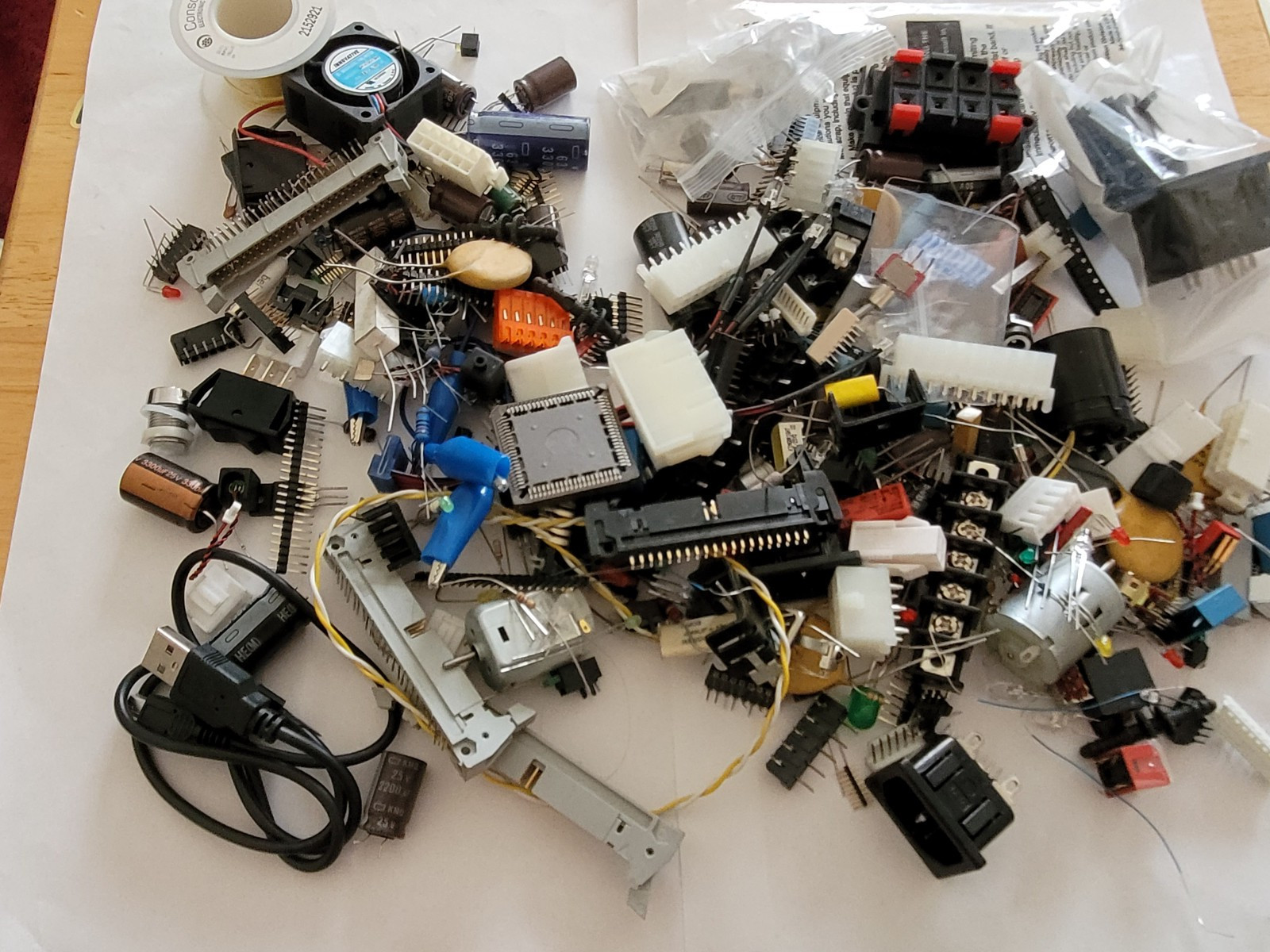 2 lbs Electronic Components  - LED,  Fuse, resistor, cap, switch, etc