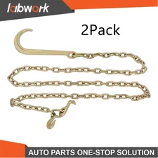 Labwork 2PCS Wrecker Chain Hook 5/16" x 10' Grade 70 Long Shank J hook Tow Chain
