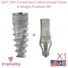 GDT CNP Conical Hex 2.25mm Dental Fixture and Straight Prosthetic NP Ø3.5mm