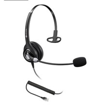 ARAMA A200S RJ9 Wired Mono On-Ear Headset Boom Mic Mute/Volume Black 3ft