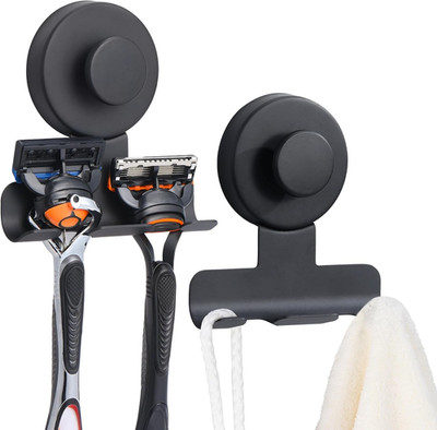 No-Drill Suction Cup Razor and Shaver Holder, Stainless Steel Shower Hook for To