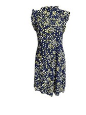 Tommy Hilfiger NWT Navy Floral Shift Dress Sleeveless Ruffle Neck Sz 10 Preppy