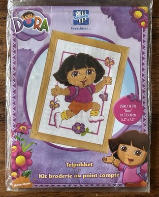 DORA The Explorer Kreuzstich Set, komplett & unbenutzt. 13 x 18cm Set von 2009