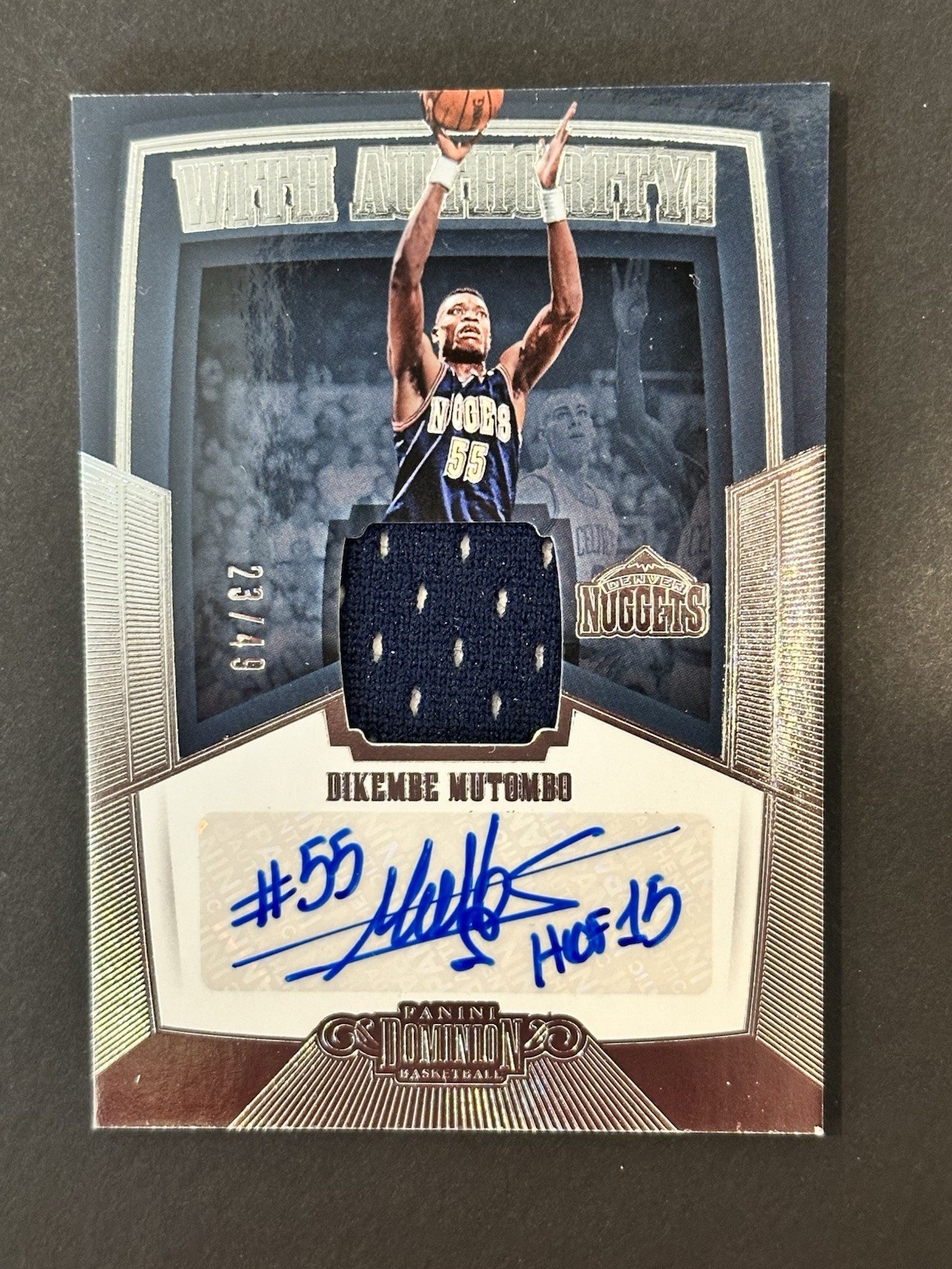 2018-19 Dikembe Mutombo Dominion With Authority Patch Auto #/49 HOF Game Used