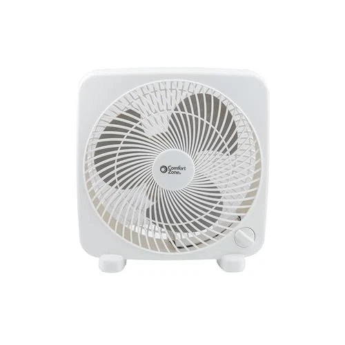 Comfort Zone CZ9BWT Portable 9-inch 3-Speed Quiet Box Fan for Home in White - Image 2 of 4