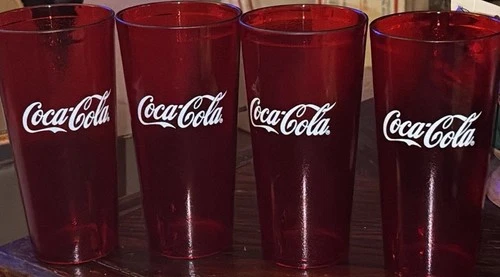 Vintage Coca Cola Restaurant Plastic CupsPizza Joint Textured Tumbler (4) NEW