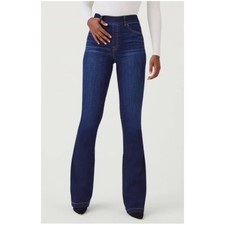 Spanx Women  s Sz S High Rise Pull On Flare Jeans Dark Wash Stretch Denim