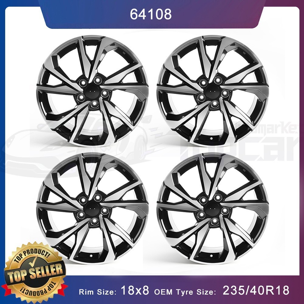 Set of 4 New 18Inch Replacement Wheel Rim For Honda Civic 2017-2021 Smoked Rims