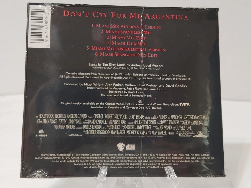 SEALED! Madonna Don’t Cry For Me Argentina USA Maxi Single! Remixes! Evita - Image 2 of 4