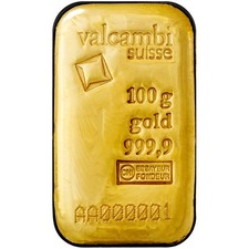100 Gram Valcambi Cast Gold Bar (New w/ Assay) 4565.09 per troy oz