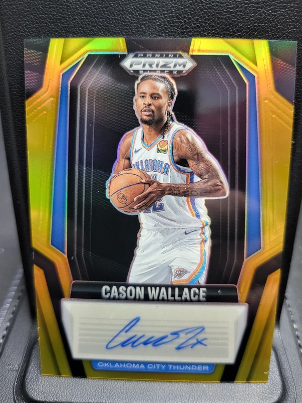 CASON WALLACE 2024-25 PANINI PRIZM BLACK SIGNATURE GOLD AUTO /10