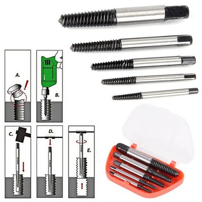 5PCS Screw Extractor Drill Bits Guide Broken Damaged Bolt Remover Repair FOH-YH