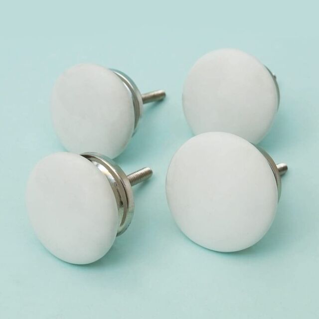 Milky White Moons Set of 6 Claymucks Premium Ceramic Drawer Cabinet Knobs Pulls Milky White Moons Set of 6 Claymucks Premium Ceramic Drawer Cabinet Knobs Pulls