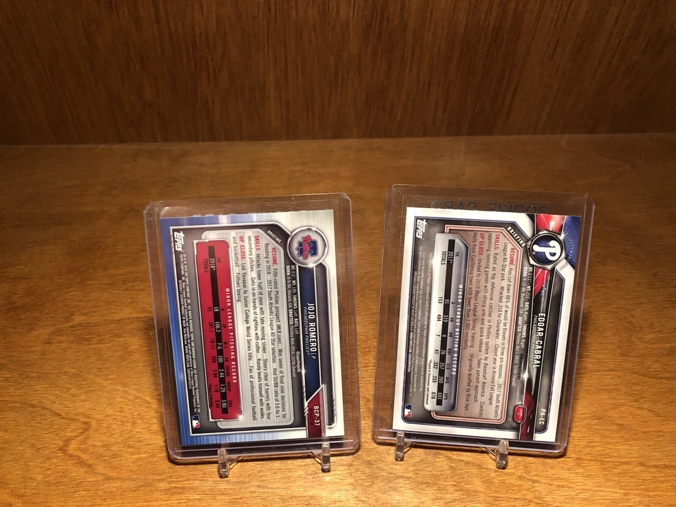 2018 Bowman 1st Blue EDGAR CABRAL | JOJO ROMERO | Auto | # /150 | Phillies - Image 2 of 2
