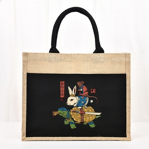 Jute Tote Bags, Burlap Tote with Handle, Grocery Shopping Bags Lunch Handbag UK - Picture 22 of 39