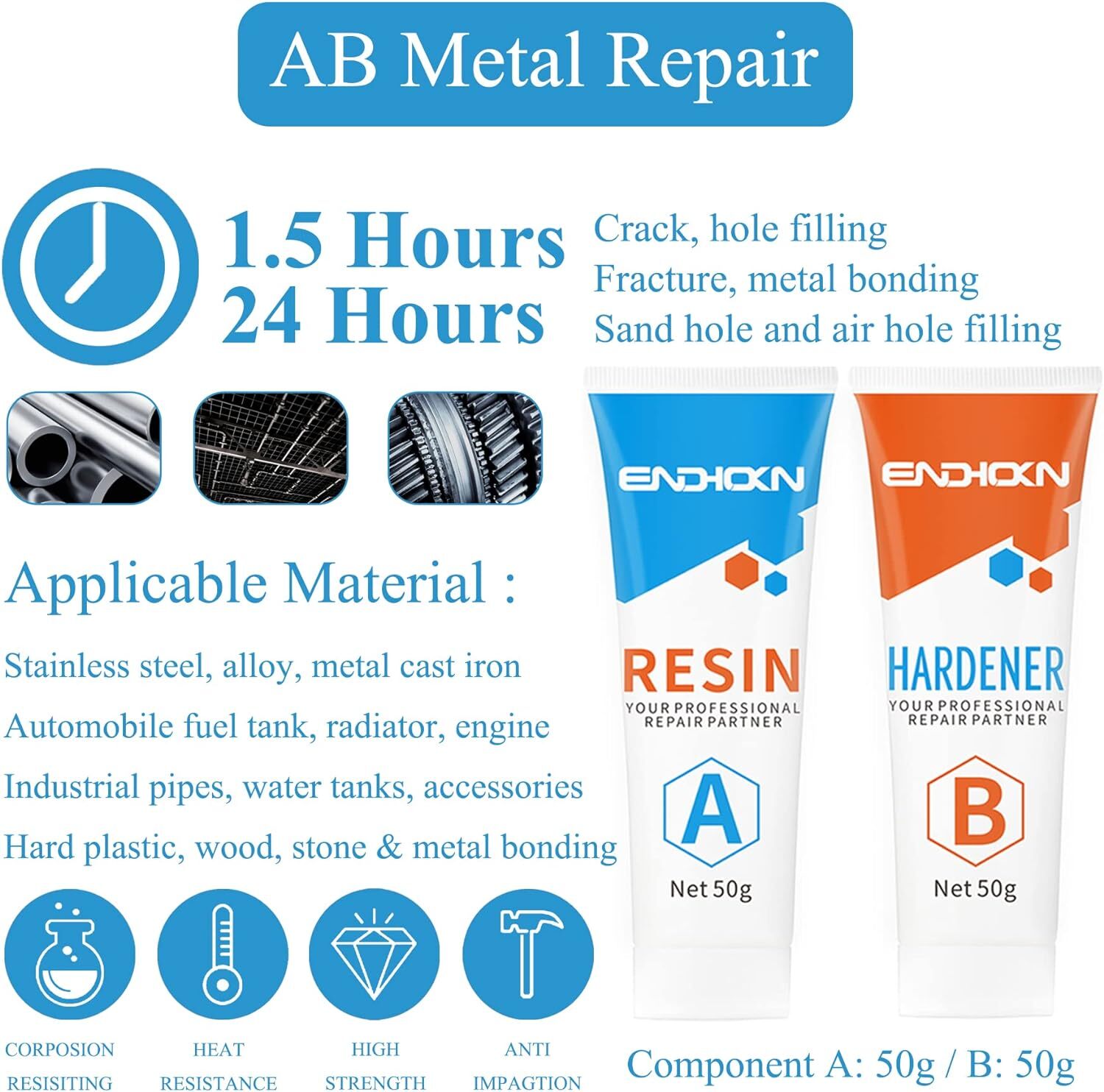 Bath Repair Kit White Endhokn Enamel Porcelain Acrylic Fiberglass