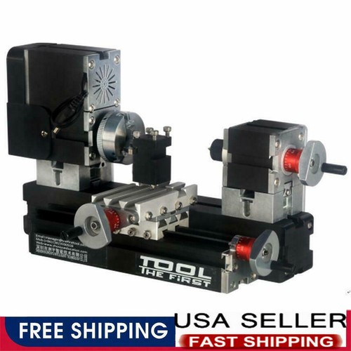 60W Mini Metal Lathe Soft Metalworking Woodworking DIY Model Making High Power