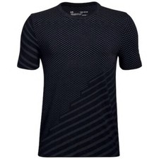 NWT Under Armour Big Boys T-Shirt Black/Gray Seamless Printed Crewneck FREE SHIP