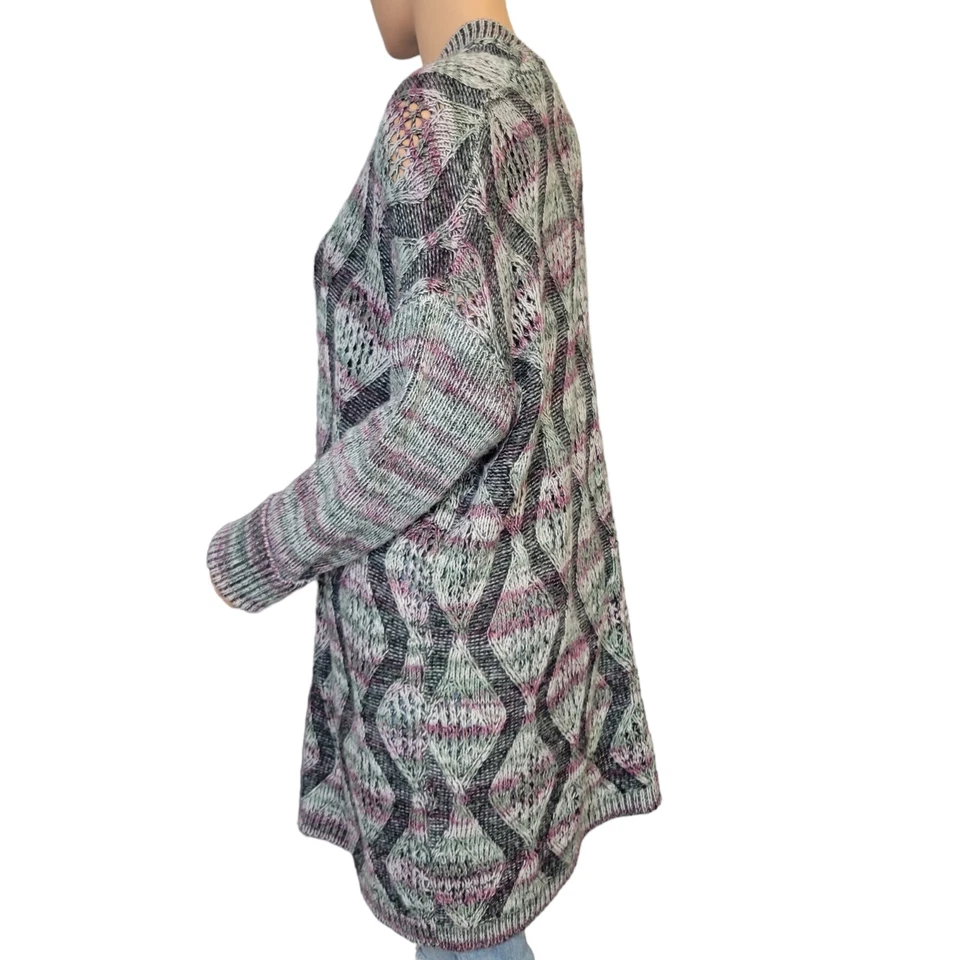 Cárdigan Suéter Soft Surroundings Mujer Grande Frente Abierto Tejido Largo Midi Grueso Foto 2 de 4